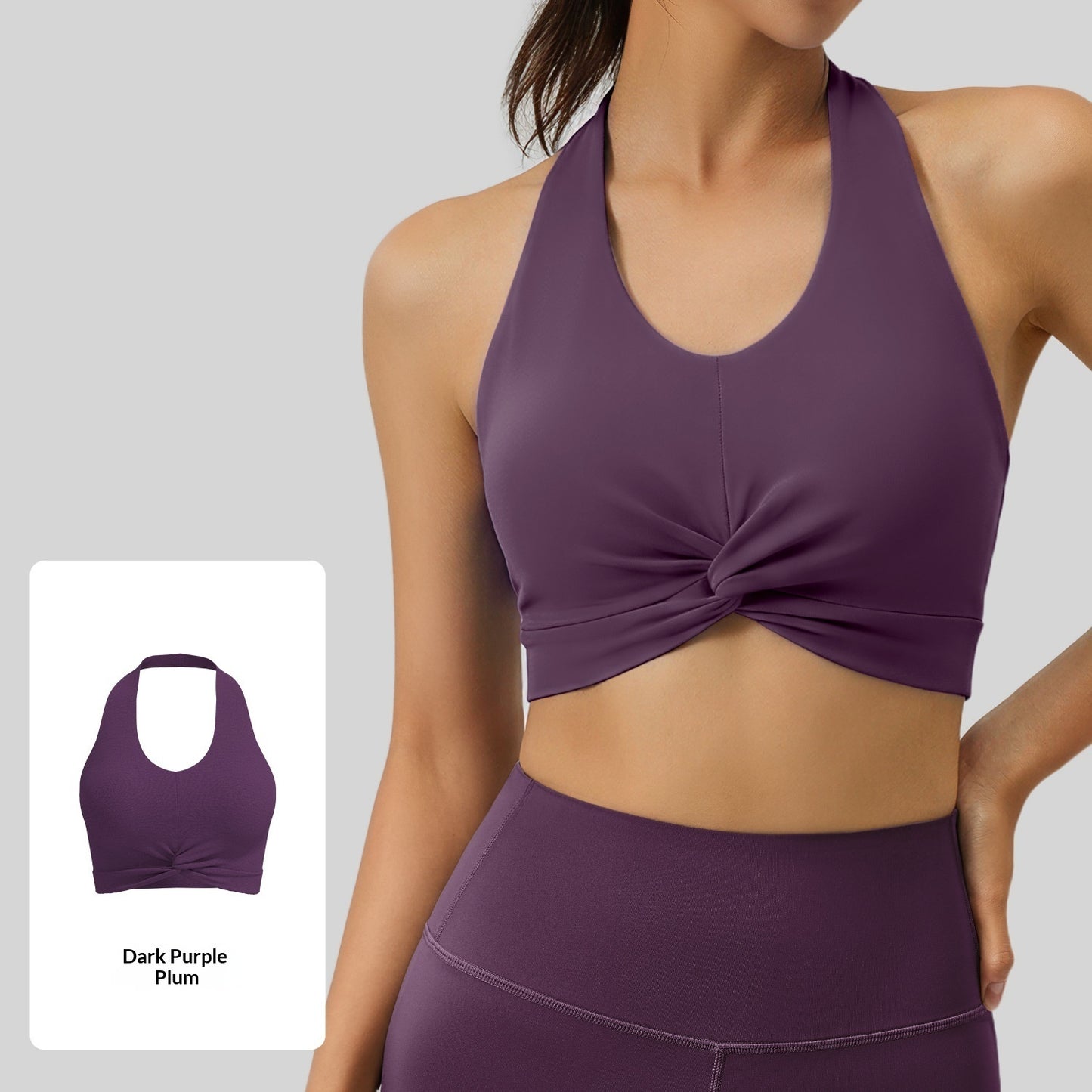 Backless Neck Hanging Sports Tank Top With Double Sided Jacquard Fabric