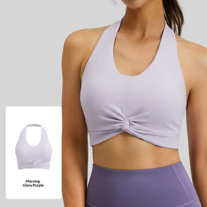 Backless Neck Hanging Sports Tank Top With Double Sided Jacquard Fabric