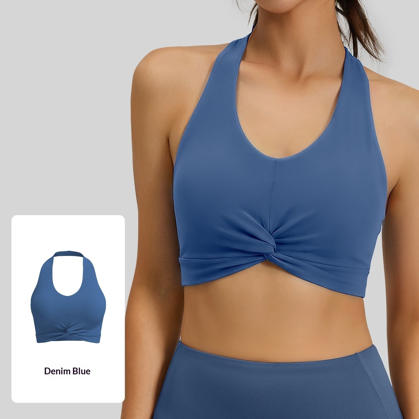Backless Neck Hanging Sports Tank Top With Double Sided Jacquard Fabric